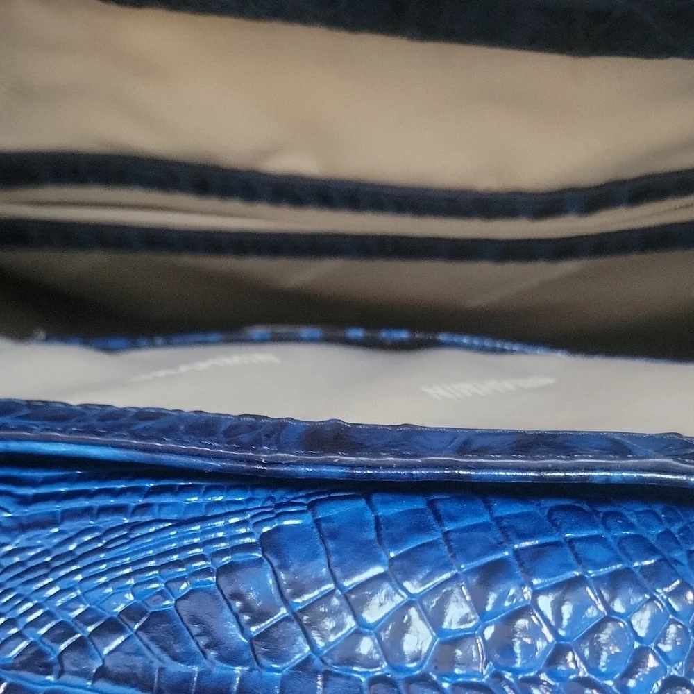 Brahmin Navy Croc-Embossed Backpack with Matching Wallet - Picture 3 of 4